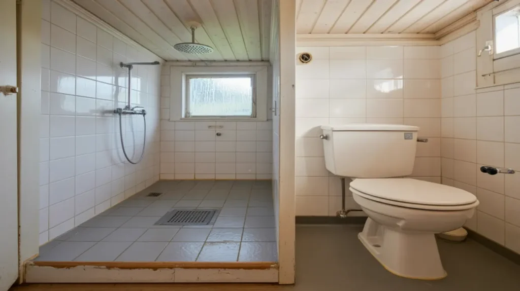 byte av golvbrunn toalettstol och takdusch i v sterljung vagnharad